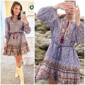 OLIPHANT BALLOON DROP MINI-BUTA PERIWINKLE Dress SZ S